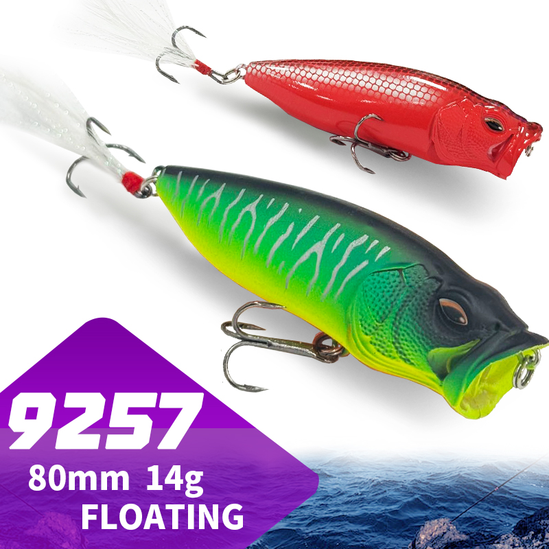 Fishing Lure Popper - ポッパー ルアー トップウォーター ベイト 80mm 14g