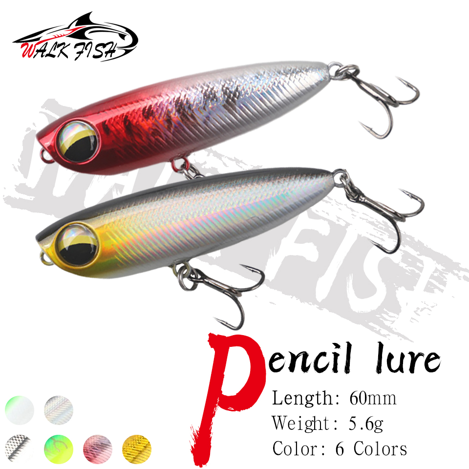 Fishing Lure Topwater - ウォークフィッシュ 1個 6cm 5.6g トップウォーターポッパー ペンシルフィッシングルアー