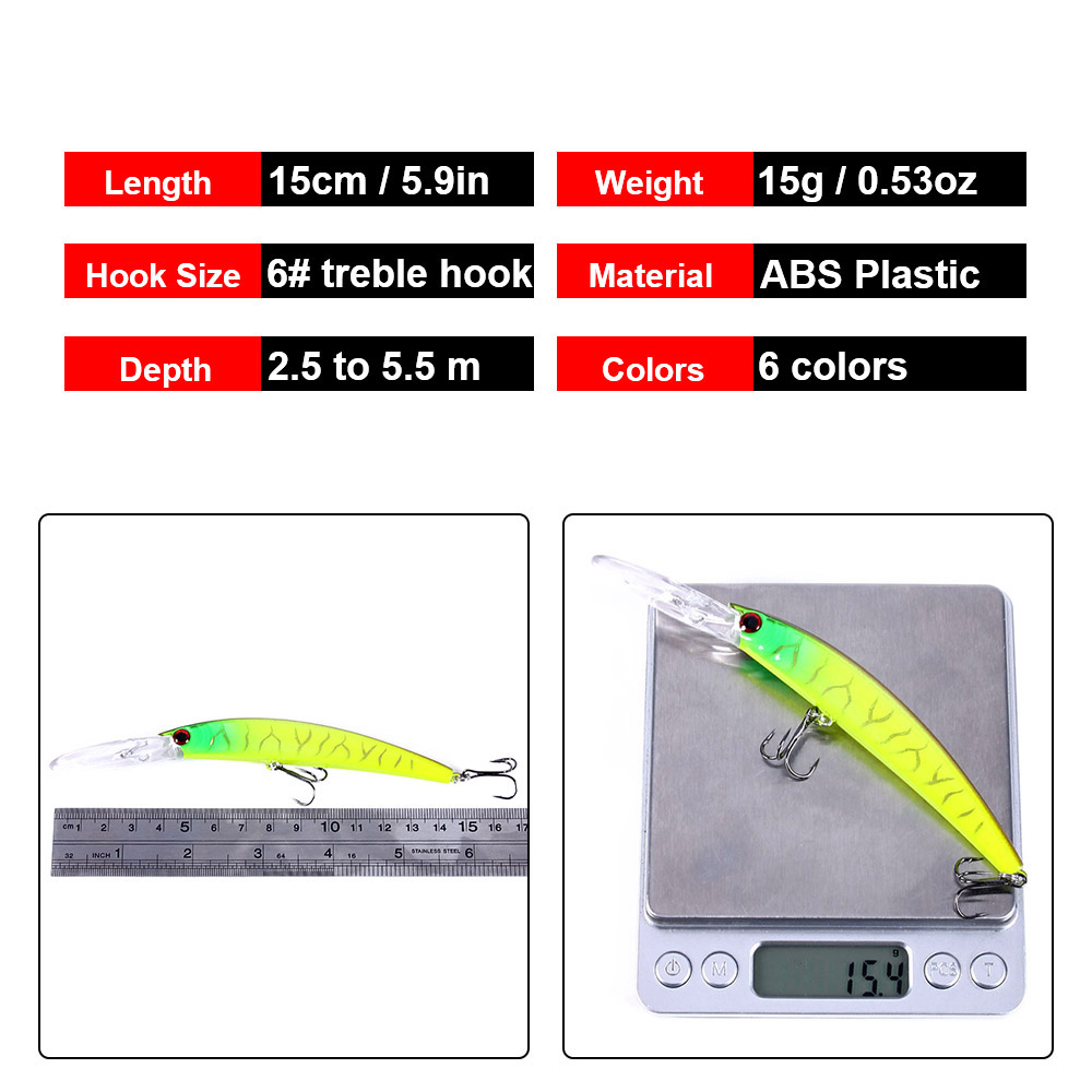1 個 15 センチメートル 15 グラムディープダイビング - Fishing Lure Spoon のレビューと価格