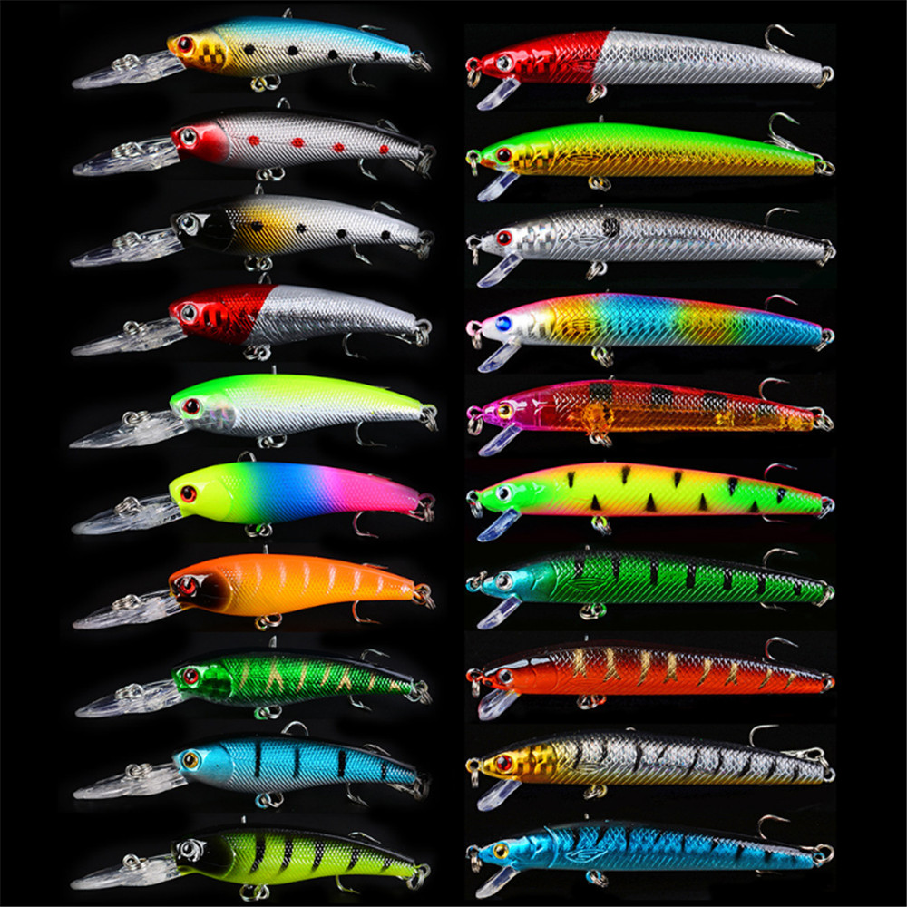 20ピース/ロットミノー釣りルアーセットバスフレッシュ塩水フ - Fishing Lure Topwater のレビューと価格