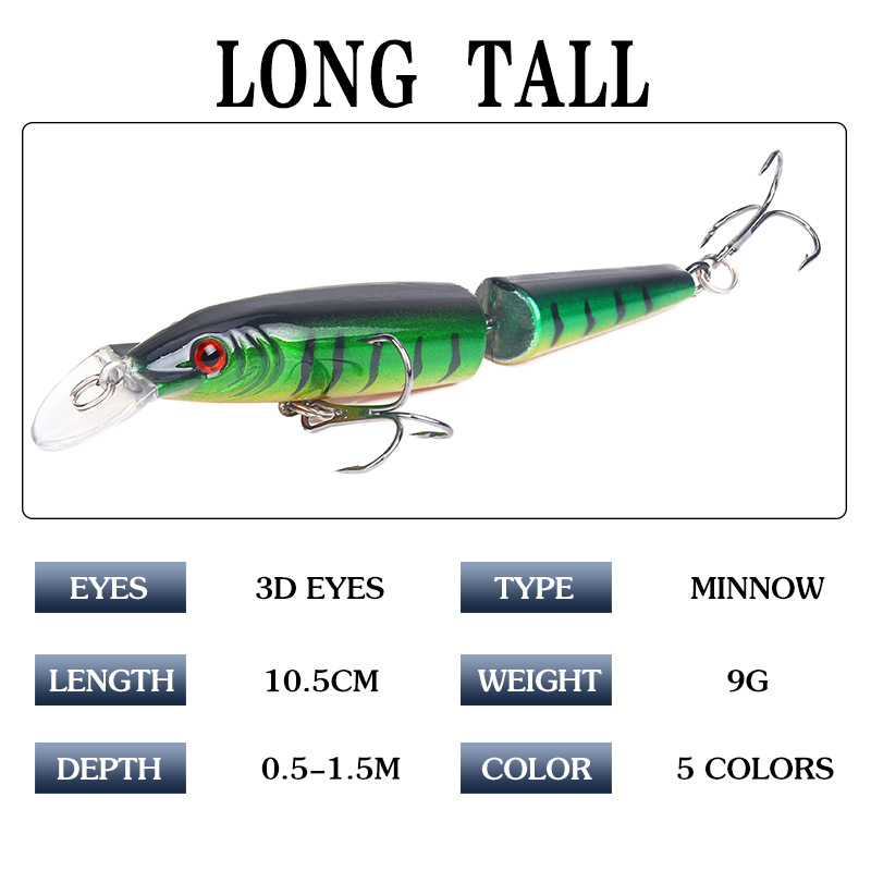 1 個リアルな人工クランクベイト多関節釣りルアー 10.5  - Fishing Lure Popper のレビューと価格