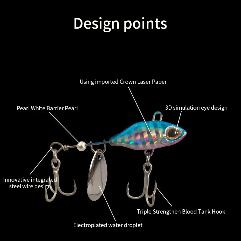 回転テール VIB 振動ベイト スピナースプーン フィッシン - Fishing Lure Spoon のレビューと価格
