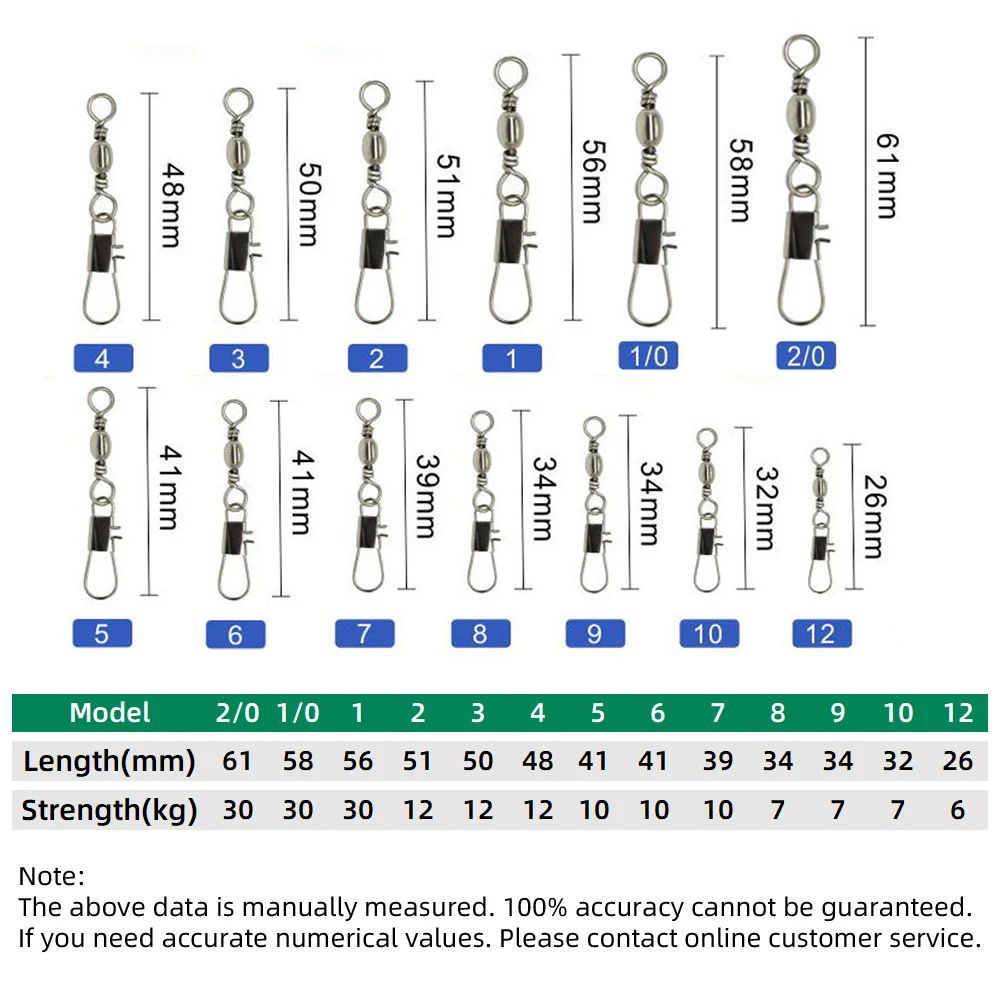 50 個炭素鋼パイク釣りバレルベアリングローリングスイベルピ - Fishing Lure Accessories のレビューと価格