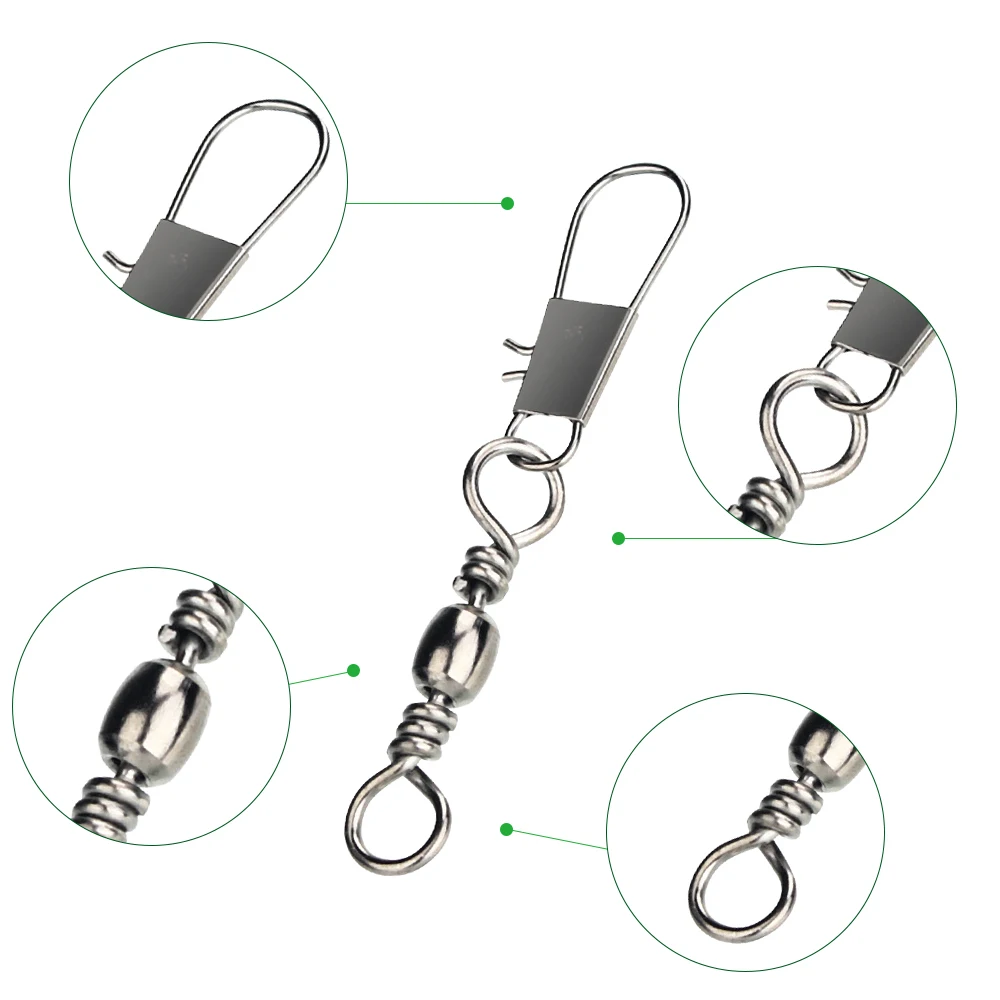 50 個炭素鋼パイク釣りバレルベアリングローリングスイベルピ - Fishing Lure Accessories のレビューと価格